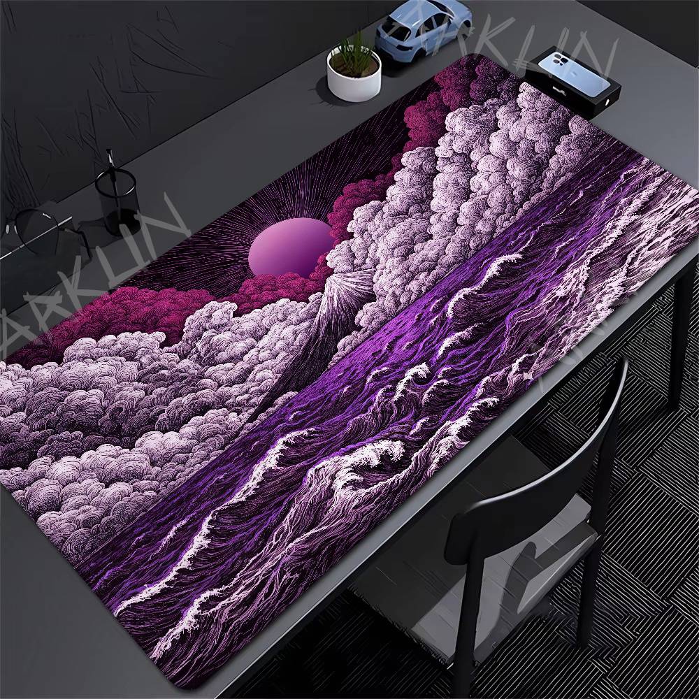 Retro Pc Gaming - Purple Ukiyo-e Mount Fuji Ocean Wave