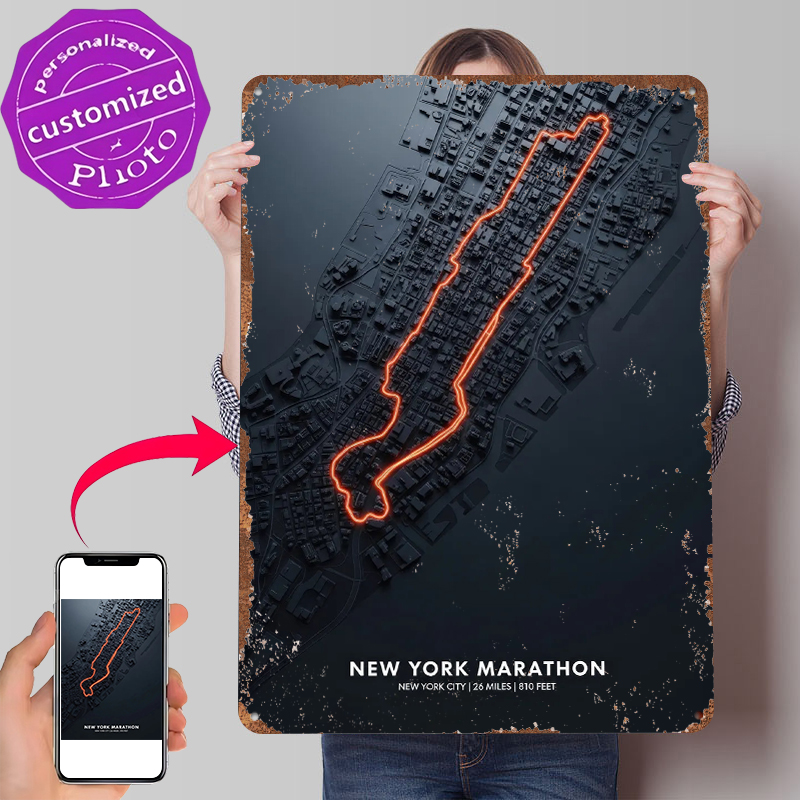 Retro Gaming York - New York Marathon Map Tin Poster