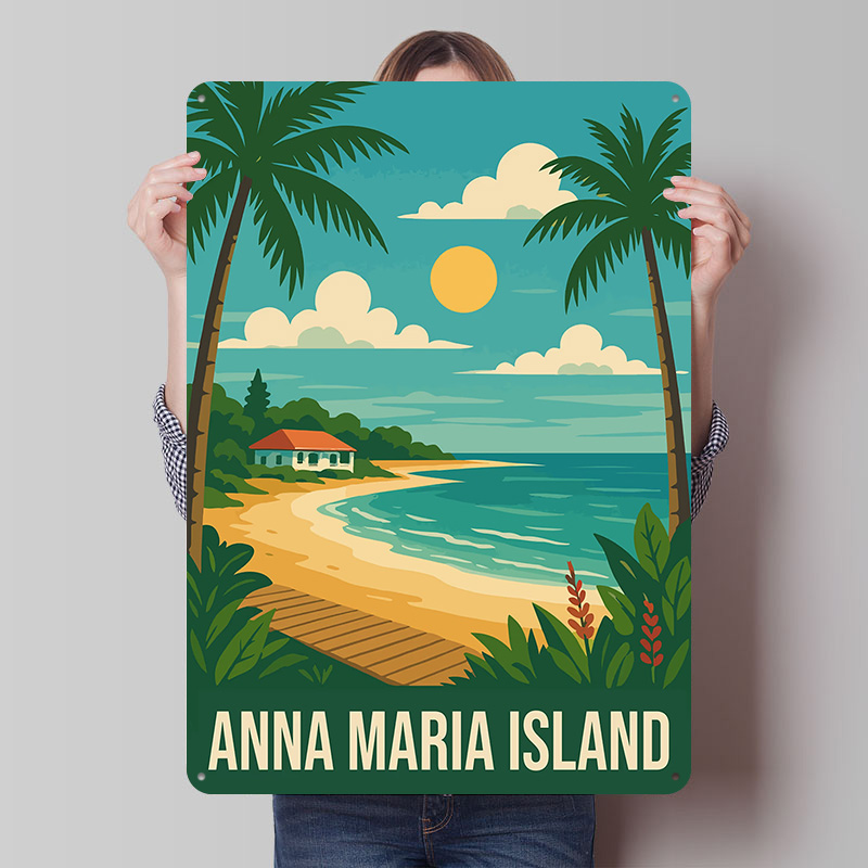 Retro Gaming Island - Anna Maria Island Travel Metal Poster