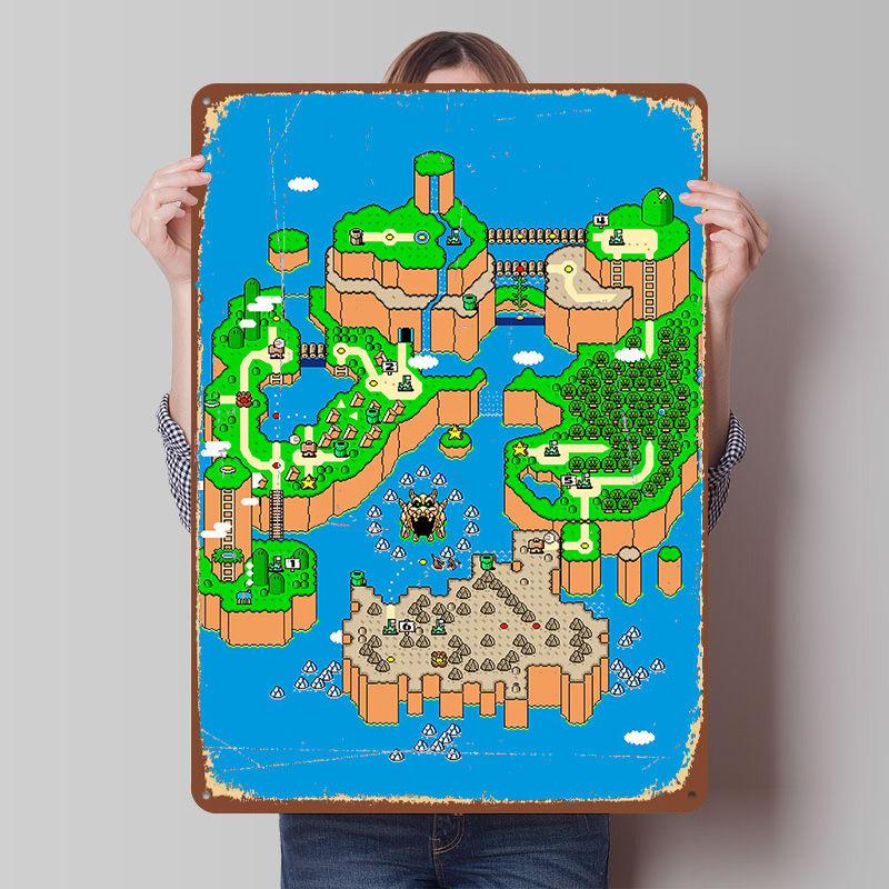 Retro Gaming Island - Dinosaur Land Metal Poster Customized Wall