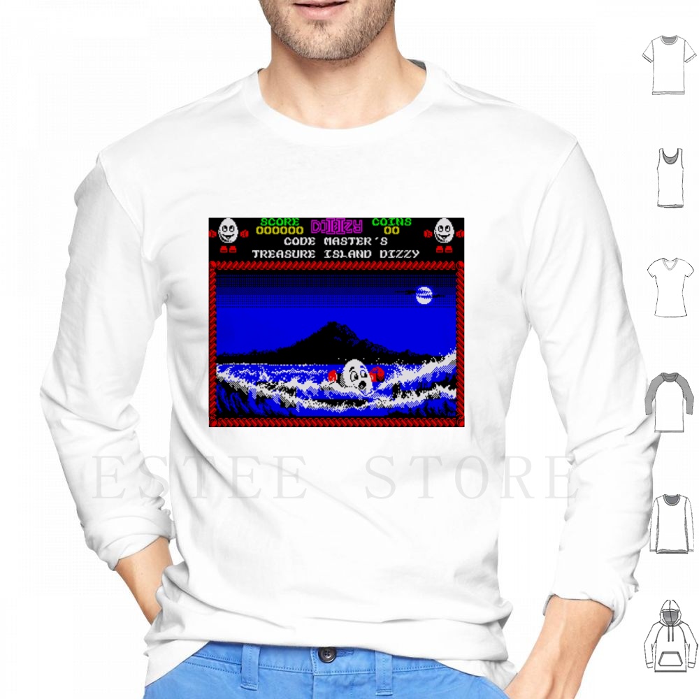 Retro Gaming Island - Treasure Island Dizzy Motif Hoodie Long
