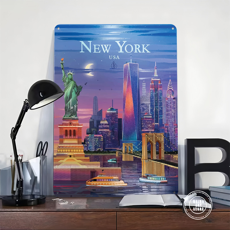 New York City Skyline Tin Post - đánh giá và giá Retro Gaming York