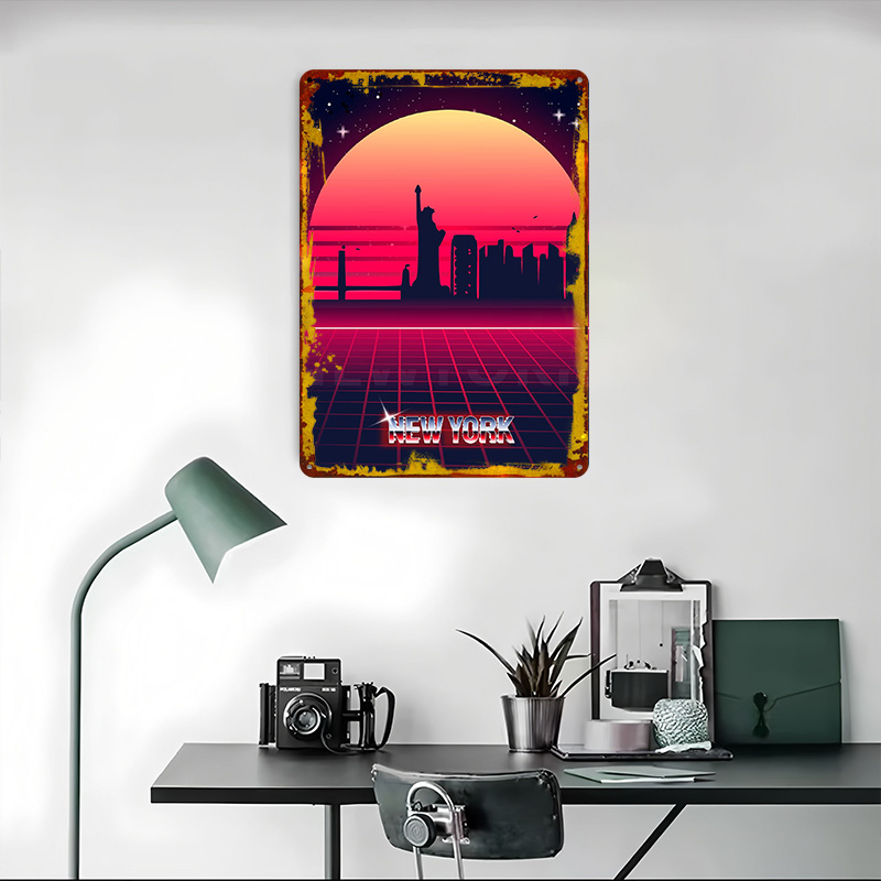New York Skyline Metal Poster  - đánh giá và giá Retro Gaming York